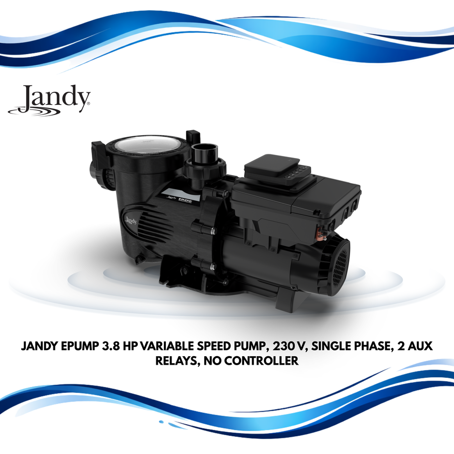 Jandy ePump 3.8 HP Variable Speed Pump, 230 V, Single Phase, 2 Aux Relays, No Controller