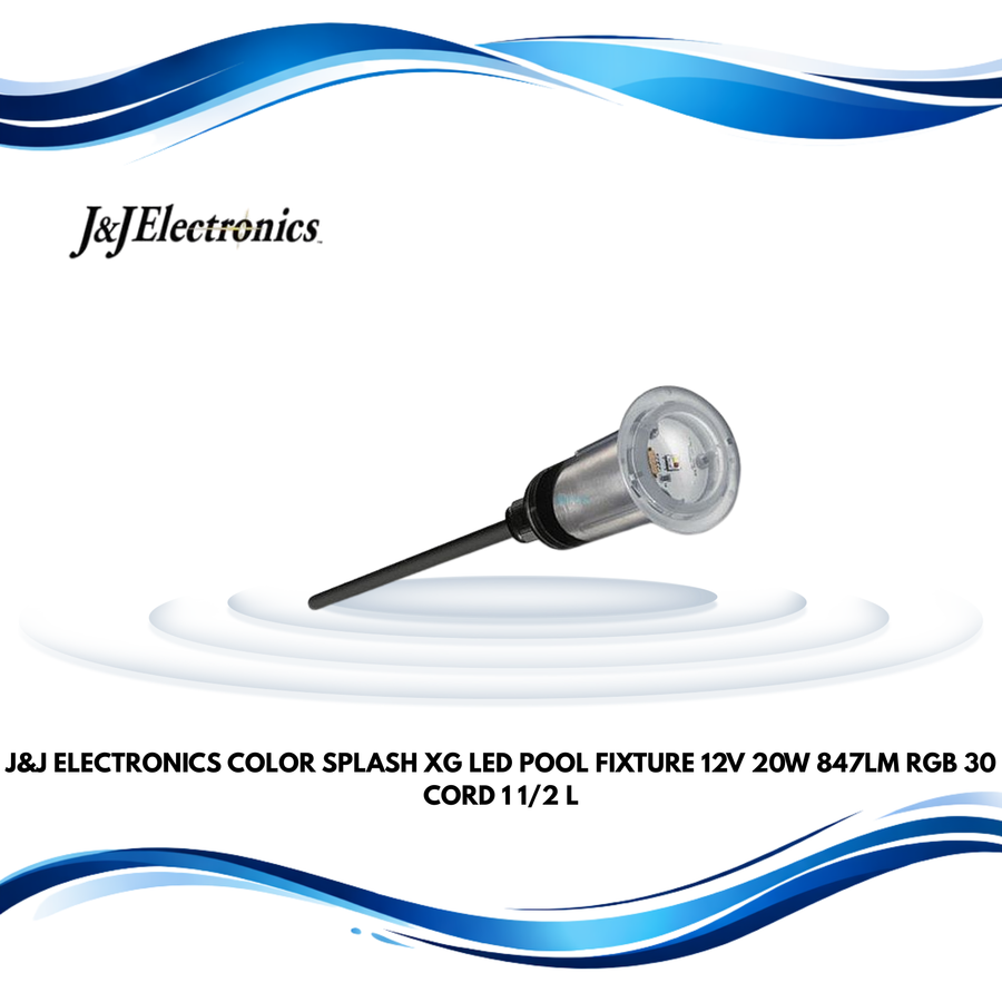 J&J Electronics Color Splash XG LED Pool Fixture, 12V, 20W, 847Lm, RGB, 1 1/2" L