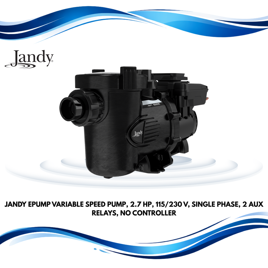 Jandy ePump Variable Speed Pump, 2.7 HP, 115/230 V, Single Phase, 2 AUX Relays, No Controller