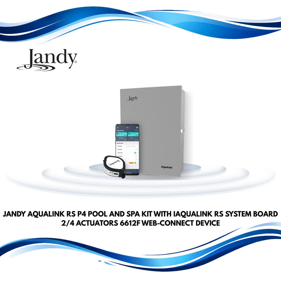 Jandy AquaLink RS P4 Pool and Spa Kit With iAqualink, RS System Board, 2/4 Actuators, 6612F, Web-Connect Device