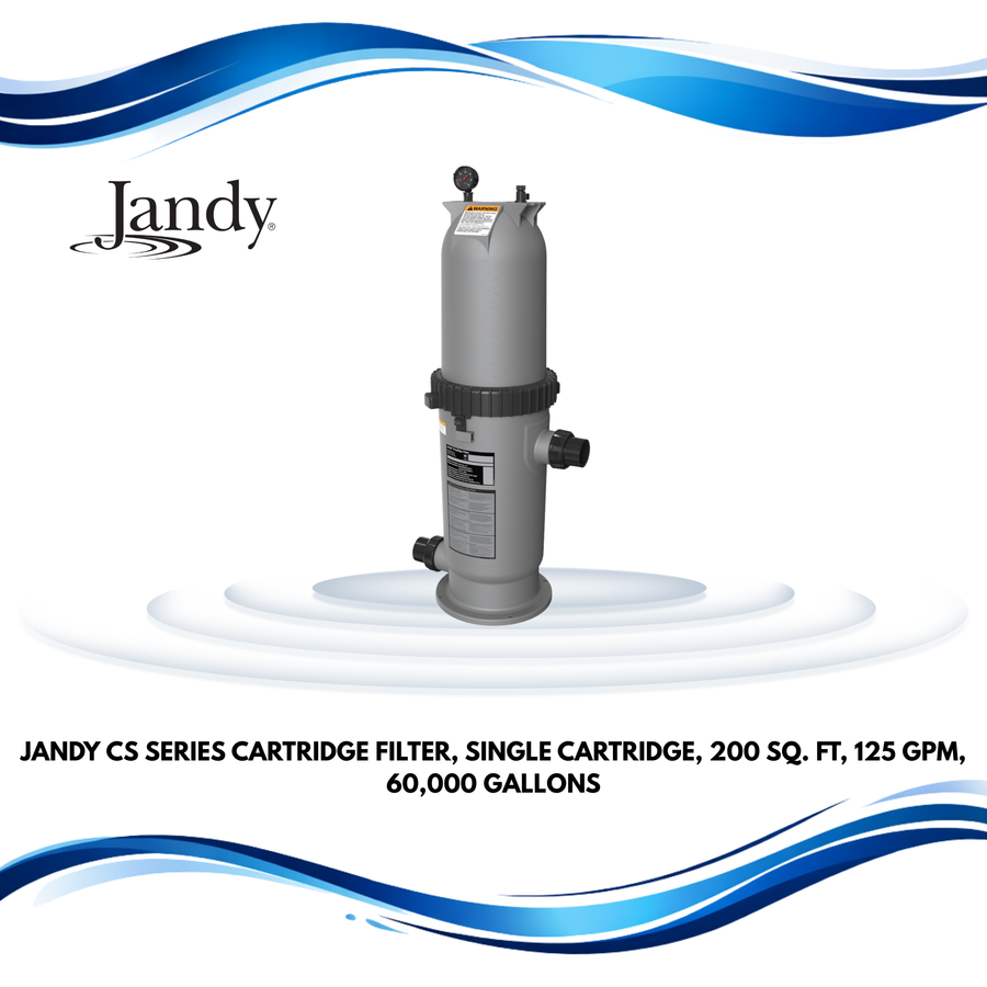 Jandy CS Series Cartridge Filter, Single Cartridge, 200 sq. ft, 125 GPM, 60,000 gallons