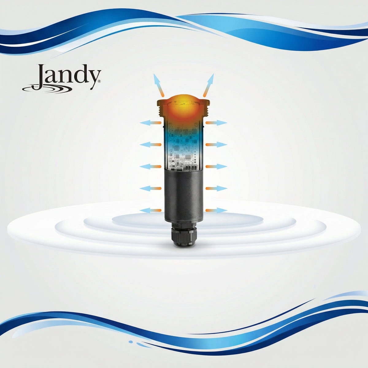 Jandy WaterColors HydroCool Nicheless Multicolored LED Pool and Spa Light, 12 W, 12 V, 150' Cord, 1 Amp, 5 1/2" Long (view 2)