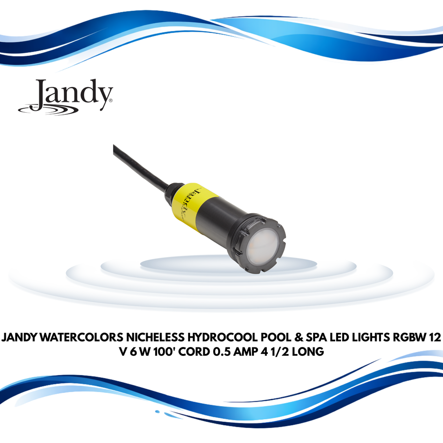Jandy WaterColors Nicheless HydroCool LED Pool & Spa Light, RGBW, 6 W, 100 ft Cord (JLU4C6W100)
