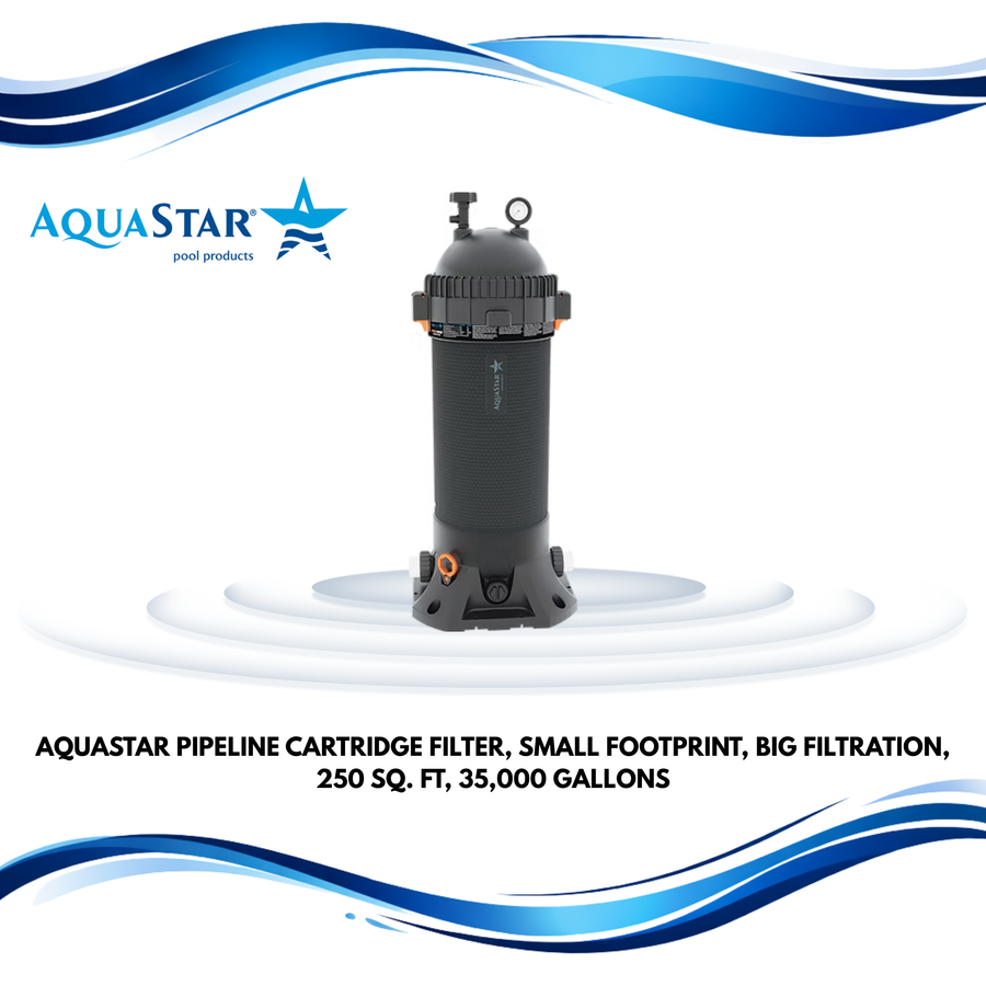 AquaStar Pipeline Cartridge Filter, Small Footprint, Big Filtration, 250 sq. ft, 35,000 gallons